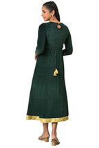 Aurelia Women Emerald Green Cotton Blend Solid A-Line Dress