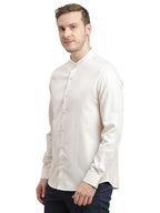Turtle Men Giza Cotton Slim Fit Beige Dobby Print Full Sleeve Party Shirt