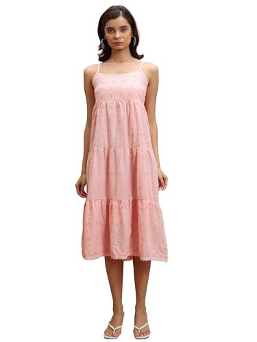 Ketch Cotton Blend Women Regular Fit Pink Dress Mid-Calf Length Kha1000080