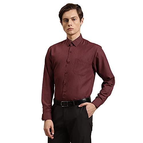 SOJANYA (Since 1958, Mens Cotton Maroon Classic Shirt, Size: 40