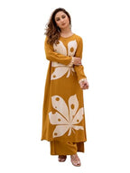 Ishin Mustard Placement Printed Kurta With Solid Palazzo