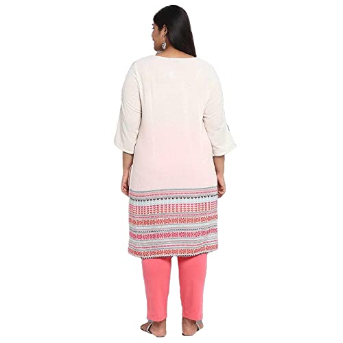 Aurelia Round Neck Cotton Womens Knee Length Kurta (S21Aua11860-P)
