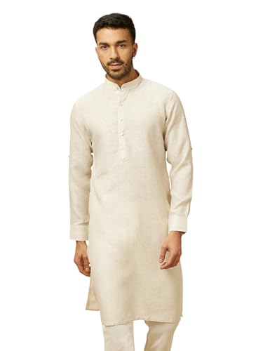 Manyavar MenS Warm White Self Patterned Kurta (Xl)