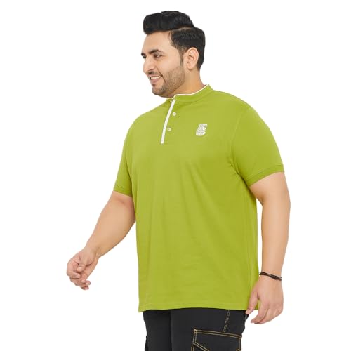 Bigbanana Plus Size MenS Regular Fit Solid Henley Tshirt (Hemleys-Olive,Olive,6Xl)