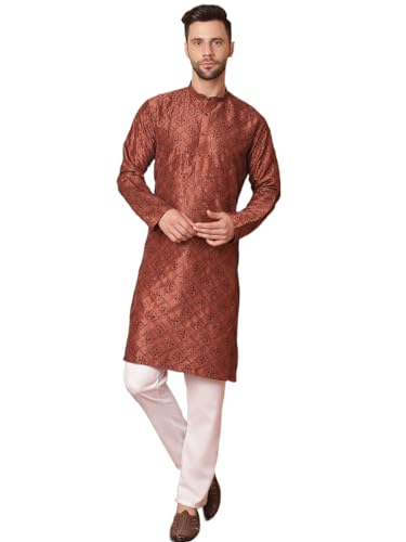 Jompers Mens Chikankari And Sequins Kurta Pyjama Set