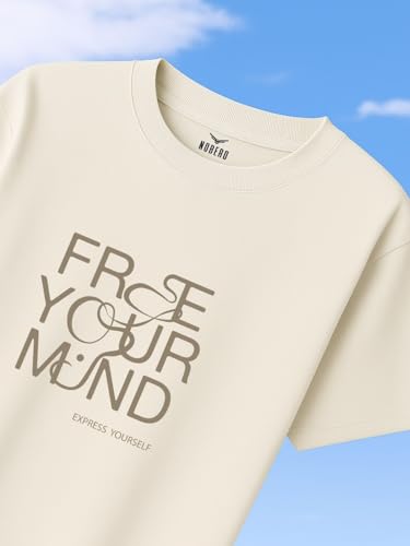 Nobero Men Cotton Printed Oversized Fit T-Shirt (1M-Twrt-C0910-Og_Sand_1