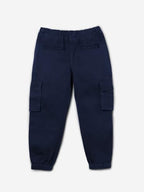 The Souled Store Solids: Estate Blue Boys Drawstringed Cotton Cargo Joggers