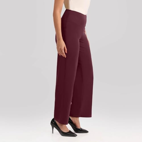 BlissClub Ultimate Wide Lite for Women Above 55 ft Tall | High Waist Trousers and Formal Pants for Office wear | Comfortable fi