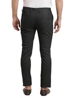 Turtle Men Cotton Stretch Black Printed Narrow Fit Casual Trouser