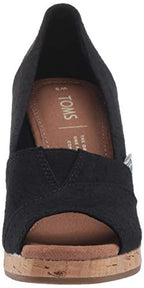 TOMS Women's Classic Espadrille Wedge Sandal, Black Scattered Woven, 5.5