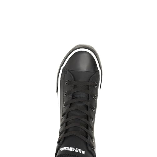 HARLEY-DAVIDSON FOOTWEAR Men's Baxter Leather Motorcycle Casual Sneaker, Black/White, 10.5