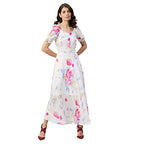Rare WomenS Polyester Fit And Flare Maxi Dress (Ep6218Ent_White