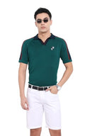 The Indian Garage Co Mens Slim Fit Textured Half Sleeves Neck Flat Knit Polo T-Shirt
