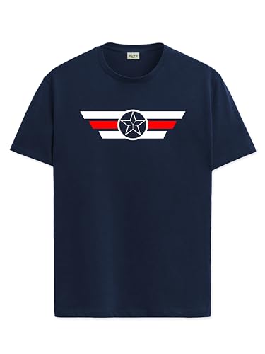 ADRO Men's Solid Regular Fit T-Shirt (RN24-CAP-NB_Navy Blue