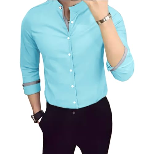 Tee Projekt Mens Shirt Solid Cotton Long Sleeve Button Down Beach l Office l Home (Pack of 1)