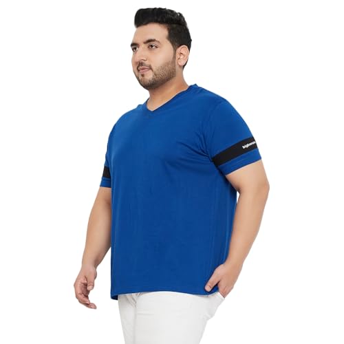 Bigbanana Plus Size MenS Regular Fit Solid V-Neck Tshirt (Spice,Blue,7Xl)
