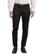 Turtle Men Cotton Stretch Slim Fit Solid Black Flat Front Formal Trouser