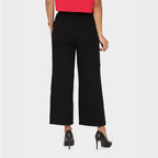 BlissClub Women Am Pm Cotton Wide Leg Pants|Wide Waistband|High Rise|Drawstring|2 Pockets, Black