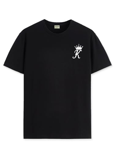 ADRO Men's Solid Regular Fit T-Shirt (RN24-STICK-KK-BL_Black