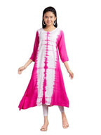 Aarika Girls Casual Wear Pink Colour Tie Dye Print Rayon Kurti (9-16 Years)