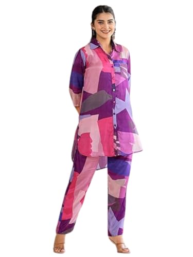 Leriya Fashion co ord Set for Women | Summer co ord Set for Women | Formal co ord Set for Women | Women co ord Set (XX-Large, Pu