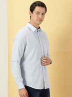 Thomas Scott Mens Solid Slim Fit Casual Shirt with Spread Collar and Long Sleeve SkyBlue
