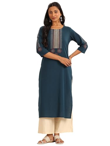 Libas WomenS Cotton Blend Yoke Design Regular Kurta (98215Oc_Navy_3Xl)
