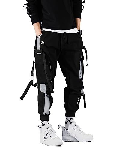 Noble Monk Track Pant For Men | Stylish Track Pants | Cargo Pockets |Baggy Fit JoggerS For Men Black Cement Grey