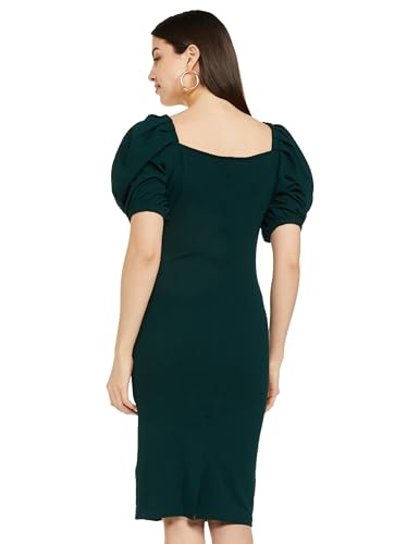 Ketch WomenS Polyester Blend Classic Calf Length Casual Dress (Khj6000078 Green