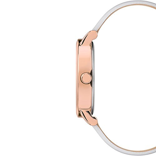 Timex Women's Crystal Opulence 38mm Dress Watch - Rose Gold-Tone Case White DIal with White Genuine Leather Strap