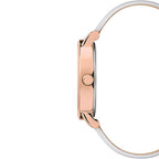Timex Women's Crystal Opulence 38mm Dress Watch - Rose Gold-Tone Case White DIal with White Genuine Leather Strap