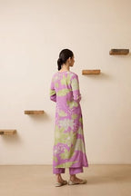 ANNI DESIGNER Womens Cotton Blend Straight Printed Kurta with Pant (Wanda Purple_L_Purple_Large)