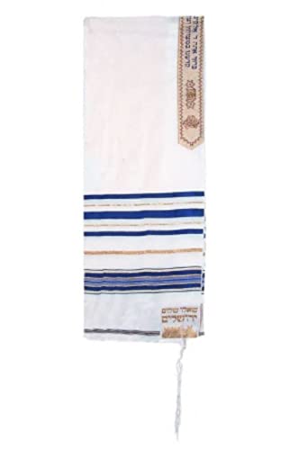 Holy Land Gifts 140683 72 x 50 in. Prayer Shawl-12 Tribes Acrylic Yehuda  Blue