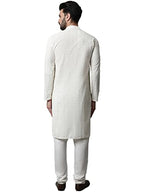 Jompers Men Cream Embroidered Pure Cotton Kurta With Pyjamas