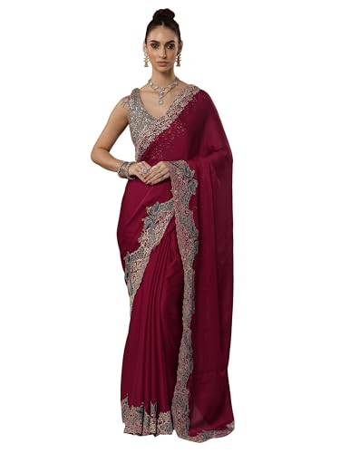 Libas Solid Chiffon Saree For Women (94144P)