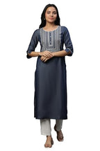 Aurelia WomenS Solid Thread Embroidery Straight Kurta | Round Neck Kurta For Women | Solid Kurta For Women | Beautiful Regular F