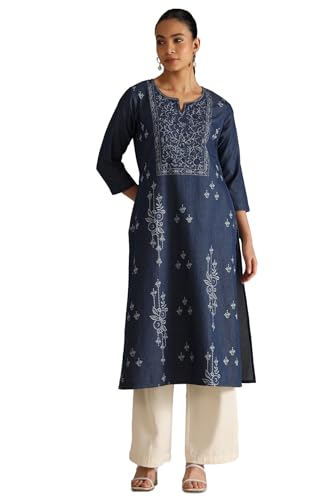 Soch Women Denim Floral Regular Kurta (cws5ku61240