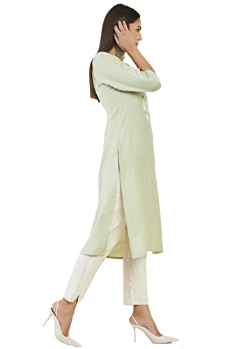 Soch Women Green Viscose Embroidered Kurta