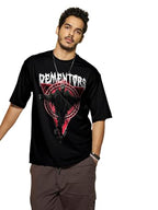 Bewakoof MenS Graphic Printed 100% Cotton T-Shirt - Oversized Fit, Round Neck, Half Sleeves_589145_Black_M