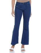 INKD Womens Flared Bootcut Pullon Jeans - Mid-Rise| Enzyme Wash | Classic 5 Pocket Styling (INKSS24WJN-406-Sapphire Sky-32)