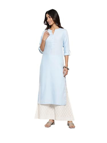 Libas Women'S Cotton Solid Straight Kurta (26313_Blue