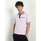 Nobero MenS Self Design Regular Fit Polo Shirt (1M-Twpo-R0026_Lavender Fog