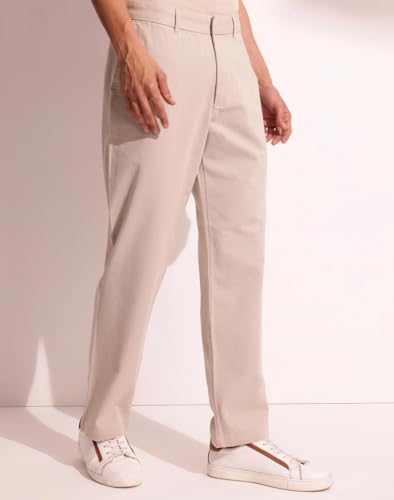 Fabindia MenS Straight Trousers (1039588Stone_Beige