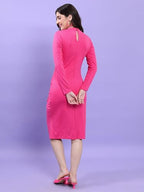 Ketch WomenS Polyester Blend Bodycon Knee Length Dress (Khj6000329_Pink