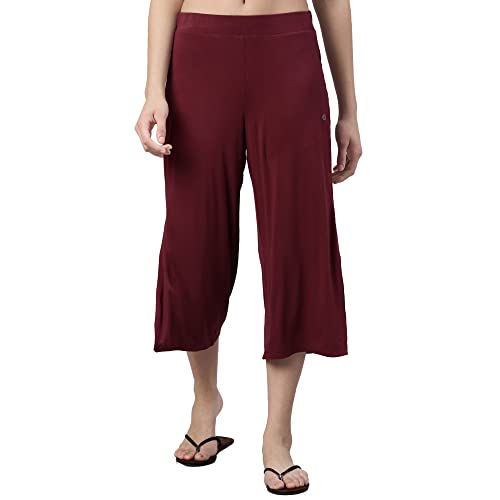 Enamor Rayon Womens Relaxed Casual Pants (E064_Deep Ruby_M)