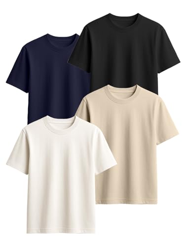 Veirdo Men's 100% Cotton Regular Fit Round Neck Solid Short Sleeve T-Shirt Combo