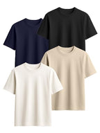 Veirdo Men's 100% Cotton Regular Fit Round Neck Solid Short Sleeve T-Shirt Combo