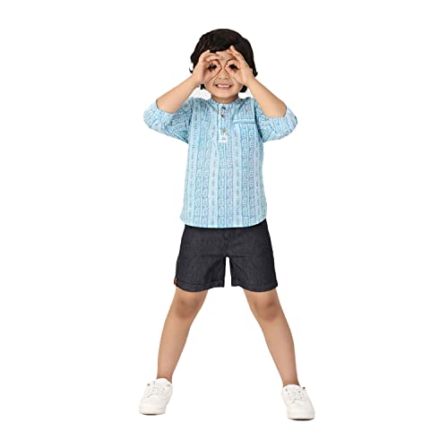 Fabindia Cotton Denim Shorts (Blue-8-10 Year-10694041)