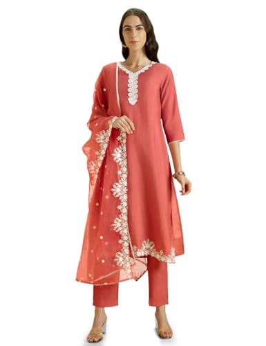 Kaari Roman Silk Womens Kurta Set (KAAAW24WSKD-78860_Rozaana Pink