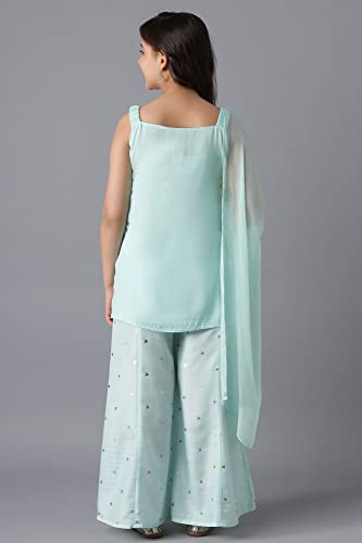 Aurelia Pastel Blue Kurta And Palazzo Girls Set